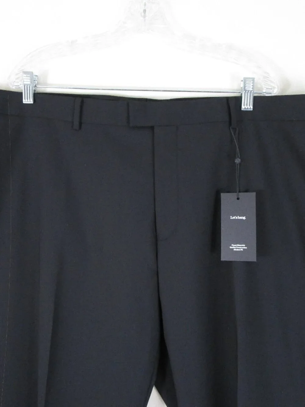 The Black Tux Mens Solid Black Wool Two Button Suit Size 50R Pants 44 X 30